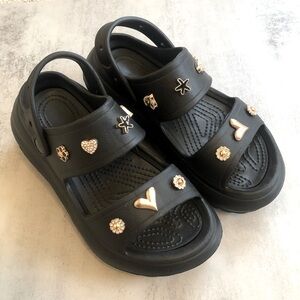Croc-like Sandals with Charms Size 6